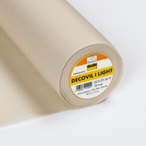 Vlieseline Decovil Light Fusible Interfacing 90cm Wide. For bags, hats, belts, interior design. leather Like Handle. Dimensionally Stable