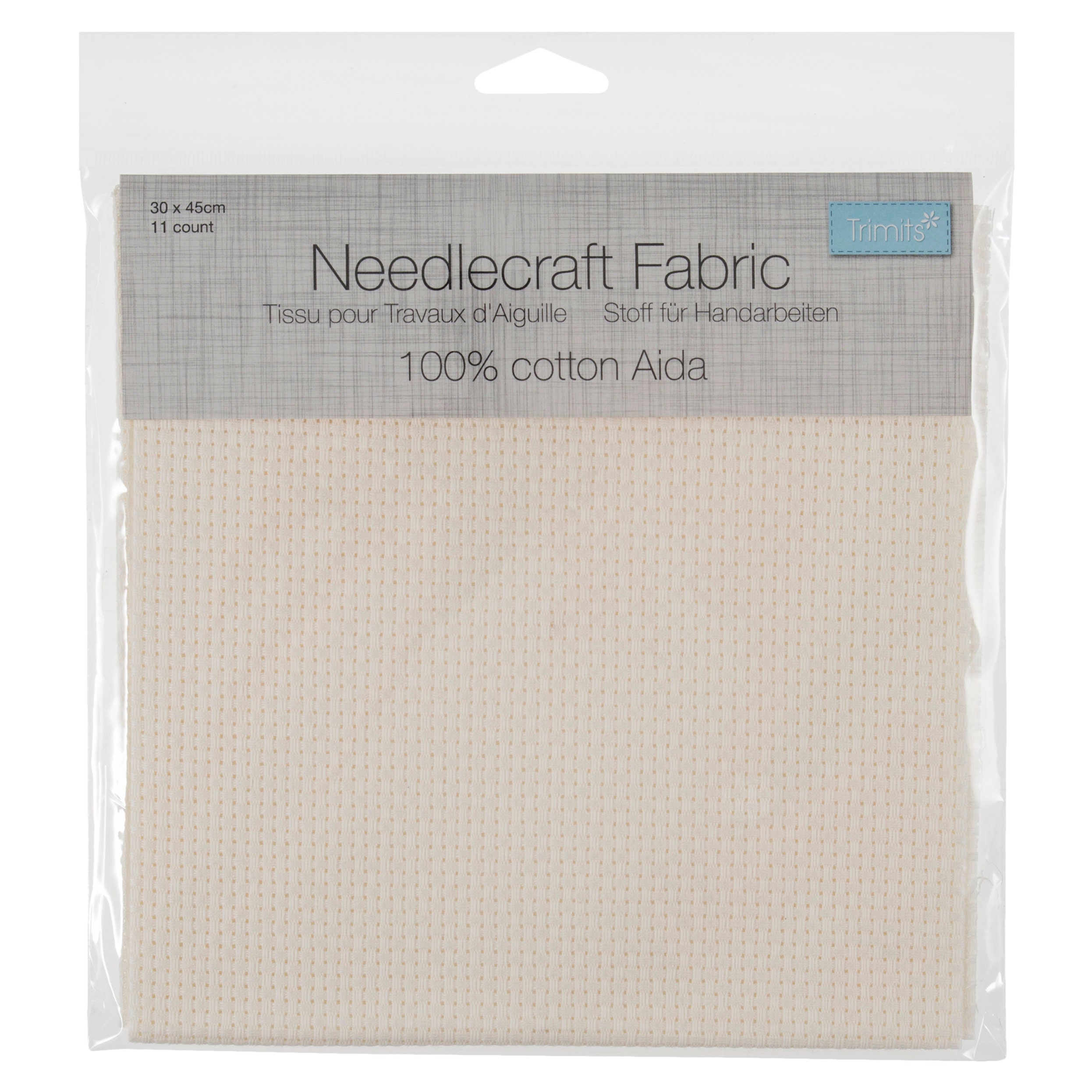 11 Count CREAM Aida Fabric Piece. Trimits. 30x45cm (12" x 18"). Cotton. Premium Quality Made in Germany. Cross Stitch Fabric