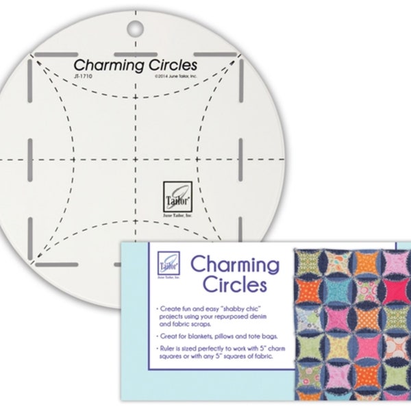 Règle à courtepointe « Charming Circles » June Tailor. Créez des courtepointes et des projets amusants et faciles. Règle/pochoir circulaire de découpe rotative