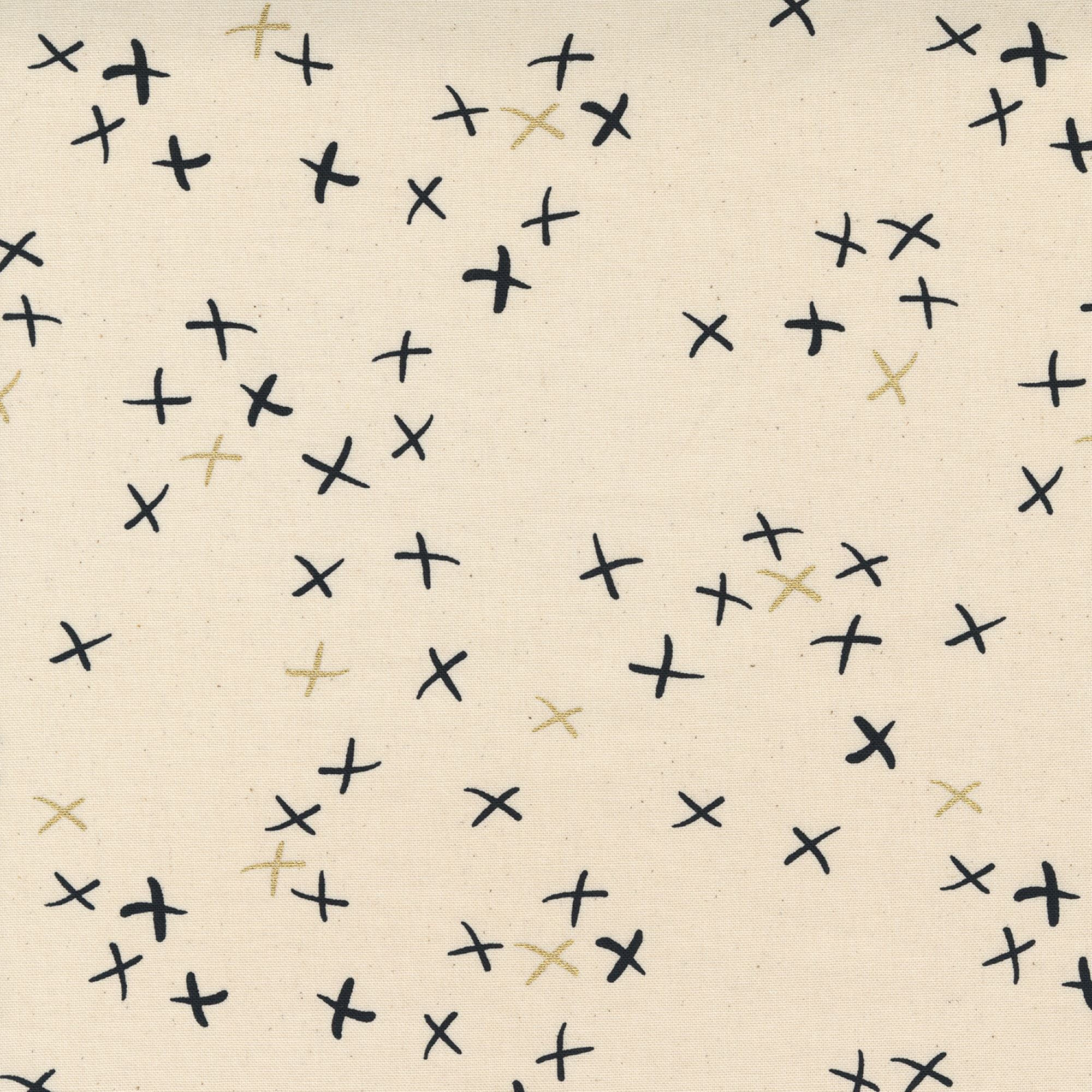 MODA Sew Happy Canvas Fabric Natural With Crosses From Zen Chic