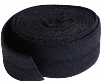 ByAnnie Fold Over Elastic BLACK. 2 Yard Piece. 20mm Wide Nylon. High Quality Bag Making Supplies