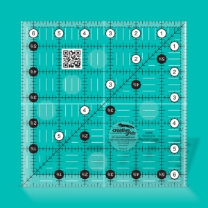 Creative Grids 6.5&quot; x 6.5&quot; Square Quilting Ruler CGR6. Turn-a-round Markings. The original Non-Slip Ruler with Embedded Gripper.