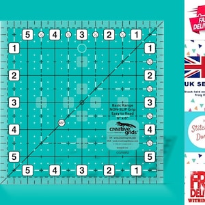 Creative Grids 6&quot; x 6&quot; Square Basic Quilting Ruler CGRBR2. The original Non-Slip Ruler with Embedded Gripper.