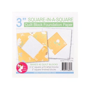 Carta per fondamento di blocchi di quilt quadrati da 3&quot; di It&#39;s Sew Emma Fat Quarter Shop #ISE-779 per realizzare 42 perfetti blocchi di quilt finiti da 3&quot;