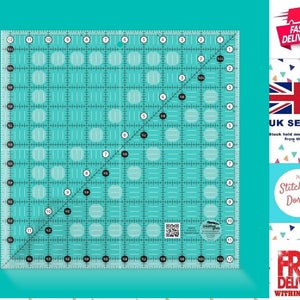Creative Grids 12.5&quot; x 12.5&quot; Square Quilting Ruler CGR12. Turn-a-round Markings. The original Non-Slip Ruler with Embedded Gripper.