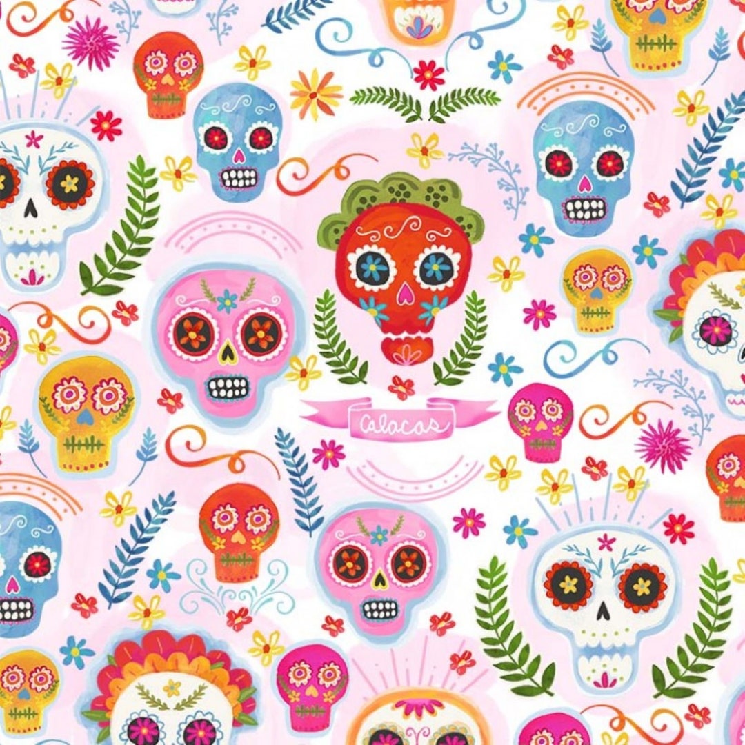 Sugar Skulls Fabric From La Vida Loca Fiesta Range by Michael Miller ...