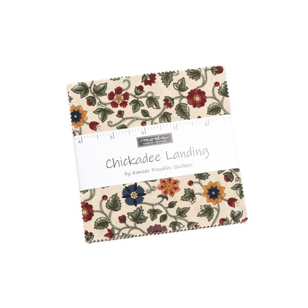 MODA Charm Pack Chickadee Ladings par Kansas Troubles, contient 42 pièces mesurant 5 pouces carrés de tissu à courtepointe en coton de qualité.