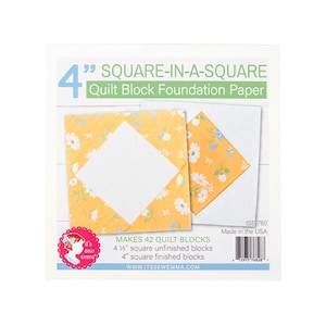 Carta per fondamento di blocchi per quilt quadrati da 4" di It's Sew Emma Fat Quarter Shop #ISE-780 per realizzare 42 blocchi per quilt finiti perfetti da 4"