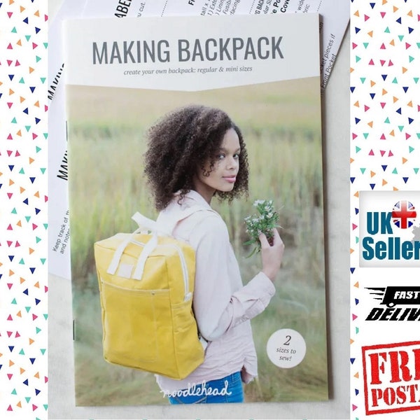 Making Backpack Sewing Pattern by Noodlehead. Backpack Pattern with Zip Up Top and zip up pocket on the inside. AG543