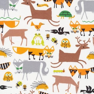 Organic Cotton Fabric, Forest Friends from Favourites by Ed Emberley Cloud9 Quilters Cotton Free UK Postage/Modern Organic Cotton/Cloud Nine