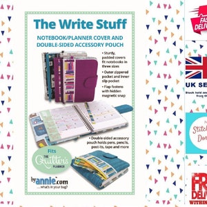 Patron de couture PBA260 « The Write Stuff » de ByAnnie pour réaliser une couverture de carnet/agenda avec pochette pour accessoires. Instructions claires et concises