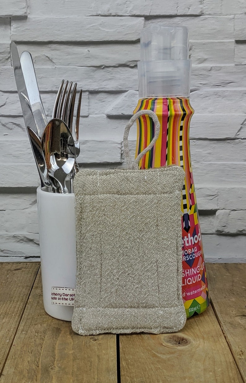 Eco Friendly Repurposed Coffee Sack NoSponge Scourer Hessian Front and Scrim Back with Organic Bamboo Core