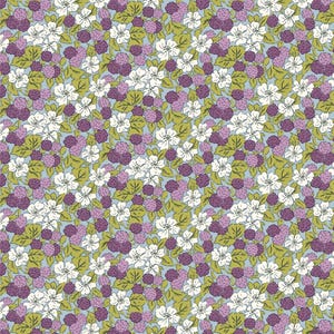 Liberty Stoff, Postkarte aus den Highlands, SÜSSE BROMBEEREN. Italienischer Lasenby Baumwollstoff für Quilting und Näharbeiten LF01667362A