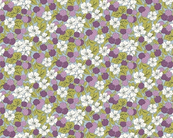 Liberty Fabric, Postcard from the Highlands, SWEET BLACKBERRIES. Italian Lasenby Cotton fabric for quilting and sewing projects LF01667362A