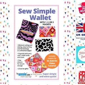 ByAnnie 'Sew Simple Wallet' PBA304 sewing pattern for a simple wallet with choice of pockets. Clear concise instructions