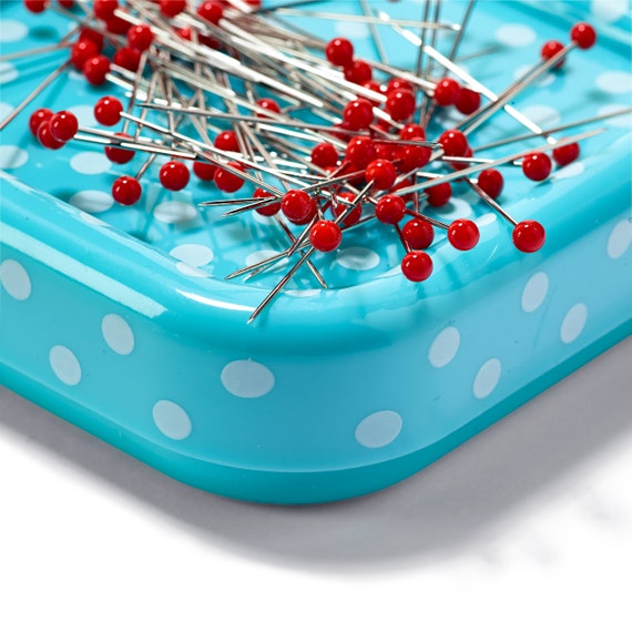 Prym Love, Magnetic Pin Cushion With Glass Headed Pins. A Handy Square  Pincushion in the 'love' Range Mint Colour, 8.5cm Square 