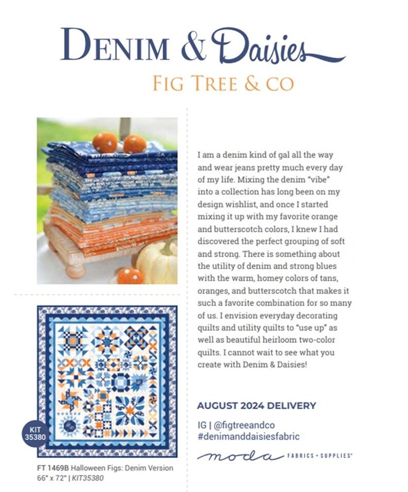 MODA Layer Cake Denim and Daisies by Fig Tree Co. Contains 42 Pieces