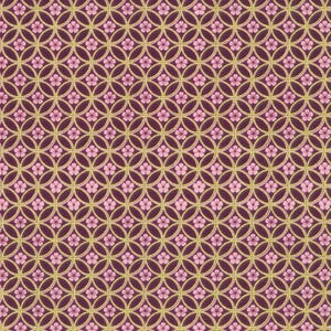 Robert Kaufman Graceful Cranes Fabric SRKDM-23512-24 Plum. Half Metre Increments. 114cm/44" Wide Quilters Cotton. Metallic Highlights