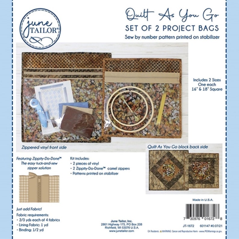 June Tailor Quilt as You Go Project Bag Kit. Make 2 Project Etsy