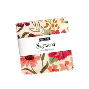MODA Charm Pack Sagewood by Crystal Manning , contains 42 pieces measuring 5&quot; square Quality Cotton Quilting Fabric.