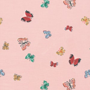 Organic Cotton Fabric &#39;Natural Beauty Blakeney Butterflies Pink&#39; Cloud9 Quilters Cotton - Free UK Postage, Modern Organic Cotton, Cloud Nine