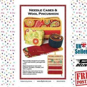 Nålfodral och sömnadsmönster för nåldynor i ull av Annie. PBA144. Tydliga och koncisa instruktioner. Organisatör för hand- och maskinsynålar.