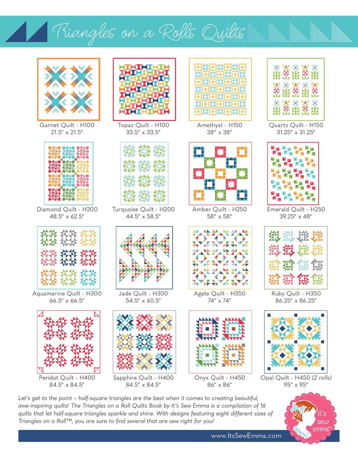 Triangles on a Roll Quilts Book from Its Sew Emma. Create Etsy
