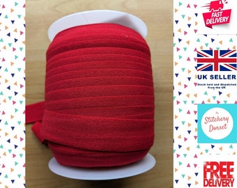 Rouge / Red Fold Over Elastic From Stephanoise . 20mm Wide Lingerie Elastic. Stretchy Foldover Elastic for Lingerie, Bags, Crafts.