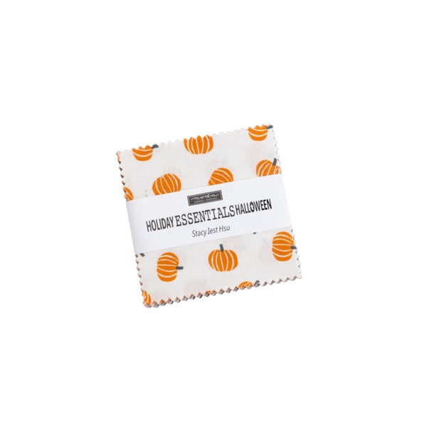 MODA Holiday Essentials HALLOWEEN Mini Charm Pack. Contains 42 x 2.5" pre-cut squares. Cotton fabric. Halloween Fabrics by Stacy Iest Hsu