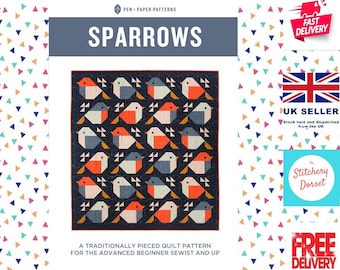 Sparrows Quilt Pattern By Pen and Paper Designs 65.57 inch by 71 inch quilt PPP25