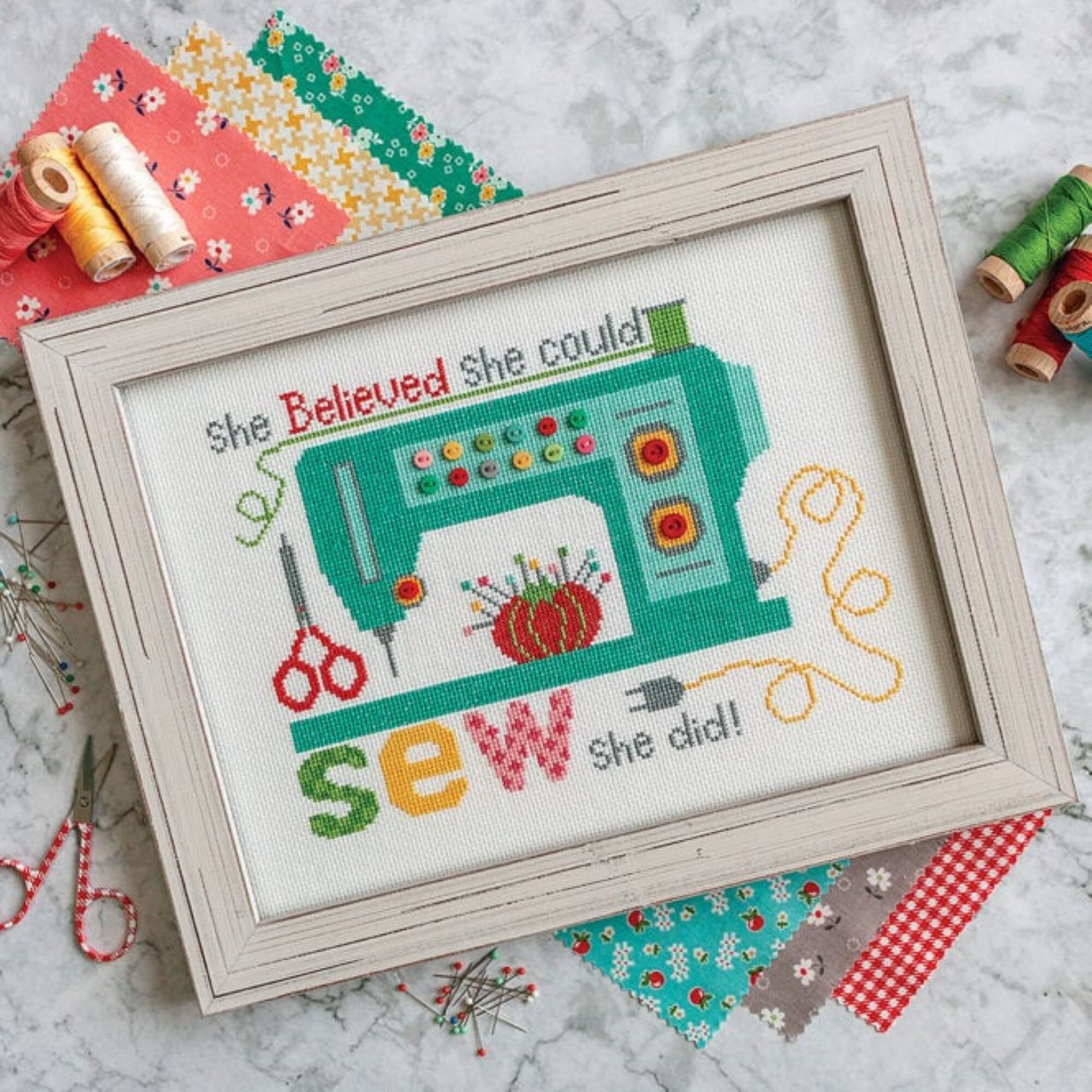 Sew She Did Cross Stitch Pattern by Lori Holt and Its Sew Etsy UK