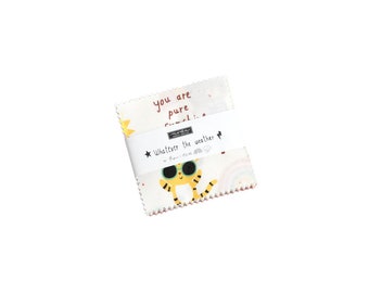 MODA Mini Charm Pack Whatever The Weather, by Paper Cloth Design Studio  , 42 pieces measuring 2.5" square Quality Cotton Quilting Fabric.