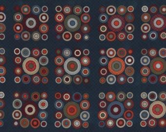 MODA Prairie Gatherings Flannels Flan Panel Dark 49319 16F. 24" x 44" Wide. Cotton Flannel or Brushed Cotton Fabric Panel