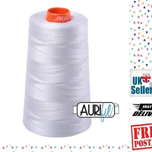 Aurifil 2600 Cone, Dove, 100% Cotton Thread (Mako, Egyptian Cotton). Cone 5950 metres.  Made in Milan, Italy. Favourite with Quilters