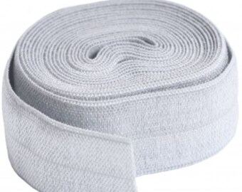 ByAnnie Fold Over Elastic PEWTER. 2 Yard Piece. 20mm Wide Nylon. High Quality Bag Making Supplies