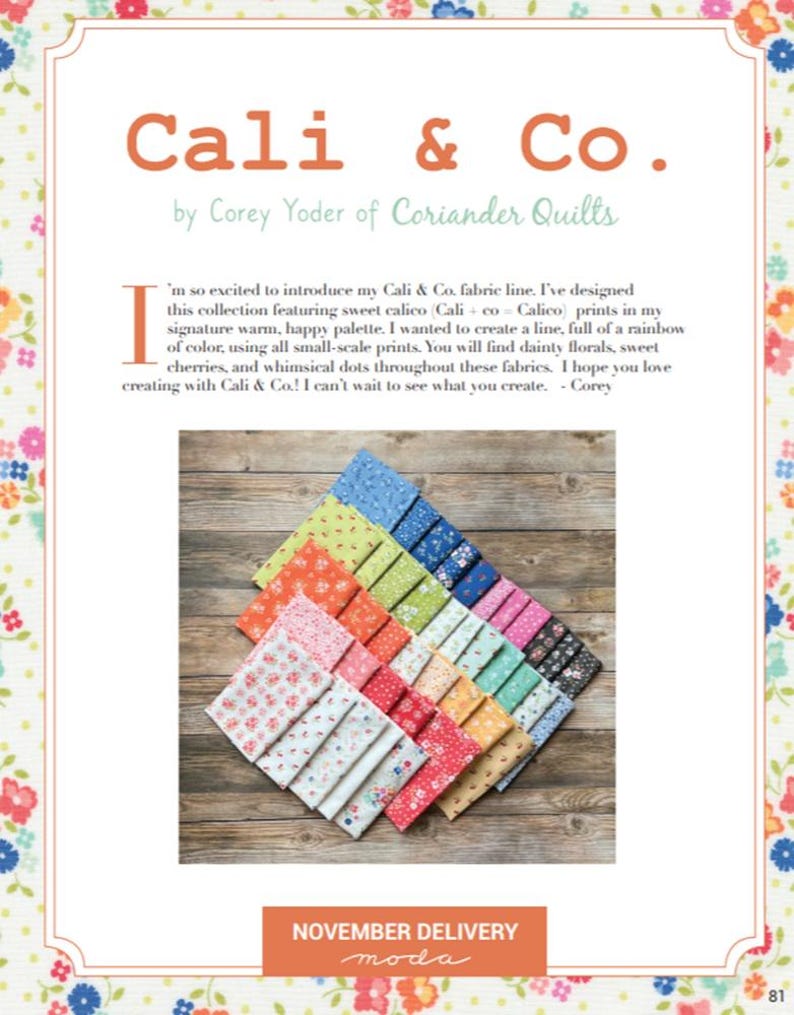 MODA Charm Pack Cali and Co by Corey Yoder , Contains 42 Pieces ...