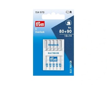 Prym OVERLOCK Sewing machine needles ELx705 CR 80 + 90. 5 Pack. Specifically for overlock and coverlock machines. NOT for sewing machine!