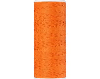 Mettler Seraflex Sewing Thread. 1335 Tangerine -Spool Size 130 m/142 yards. Makes straight stitch sewing extremely stretchable. 100%PTT