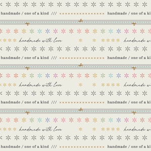 Handmade Bound from 2.5 Edition Designed by Art Gallery Fabrics AGF 100% Premium Quilters Cotton - Off white background, writing/words
