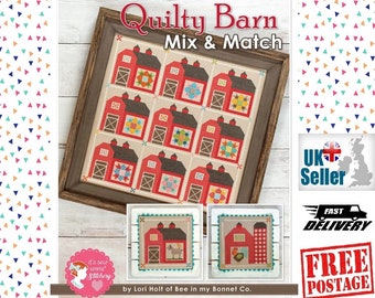 Quilty Barn Mix & Match Cross Stitch Pattern by Lori Holt and Its Sew Emma. Lori's Happy Colours. Co Ordinates with Barn Quilt Farm Girl