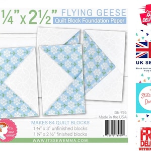 1.25 "x 2.5" Flying Geese Quilt Block Foundation Papier It's Sew Emma #ISE-797 macht 84 perfekte 1 1/4 "x 2 1/2" fertige Quiltblöcke ."