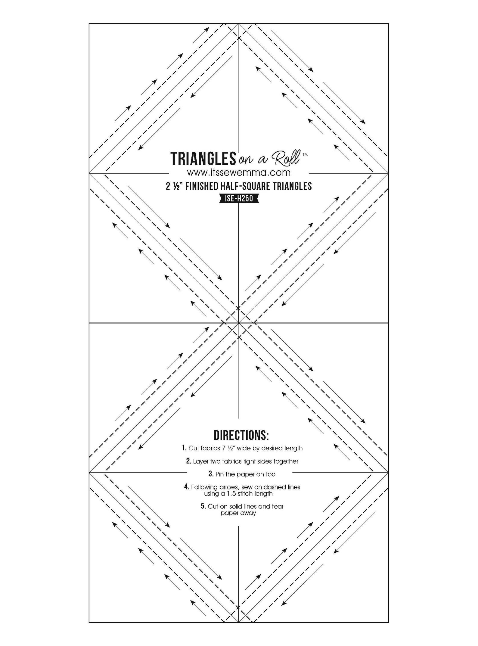 2.5" Half Square Triangle Paper, Triangles on a Roll #H250. From Its ...