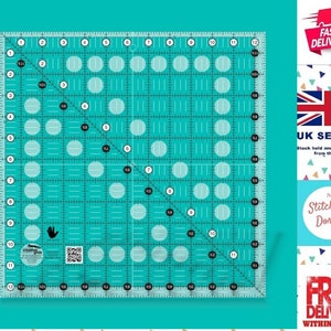 Creative Grids LEFT HANDED 12.5" Square Quilting Ruler CGR12LEFT. Turn-a-round Markings. Original Non-Slip Ruler with Embedded Gripper