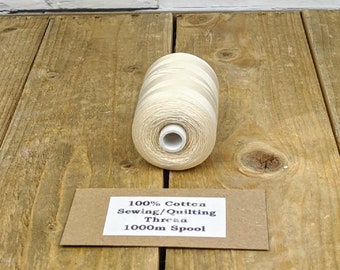 Cream Cotton 1000m Sewing/Quilting Thread High Quality Egyptian Cotton 50s weight Thread Suitable for machine quilting or general sewing