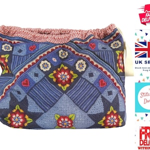 Bolsa com cordão Emma Ball / Janie Crow Indigo Dreams Ideal para guardar todos os seus itens de artesanato.