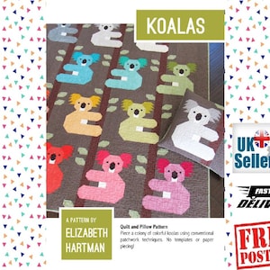 Koalas, Elizabeth Hartman Mönster för täcke och kudde nr EH-054. Instruktioner för att göra kudde, litet täcke och stort täcke