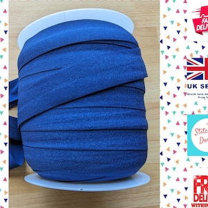 Marine / Donkerblauw Vouwelastiek Van Stephanoise . 20 mm breed lingerie-elastiek. Rekbaar omvouwelastiek voor lingerie, tassen, knutselen.