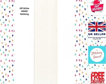 Off White Cotton Webbing 40mm wide. Perfect for Bag Handles and Straps