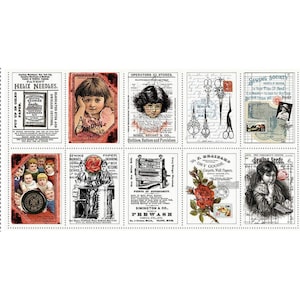 Sew Journal Pages Patch Panel by J. Wecker Frisch for Riley Blake. Sold by the panel. Size of Panel 24x43&quot;. PD13881 Cotton Quilting Fabric