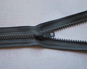 Zip 14" Grey. YKK No.5 Plastic Open Ended Zipper for Bags 36cm / 14 inches. Vislon Plastic Moulded (VS056) Heavy Duty, Chunky for Bags